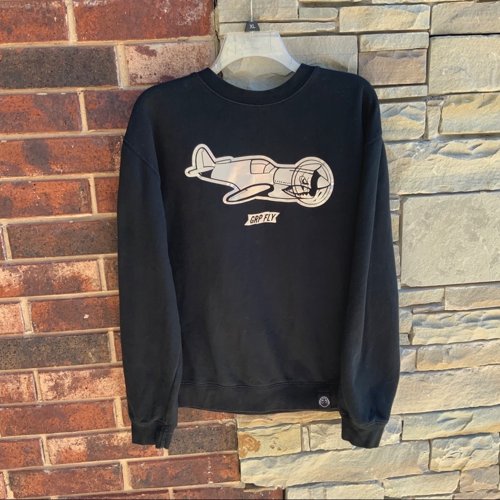 Fly or Die Black Sweatshirt w Plane Youth Boy L